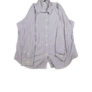 Ralph Lauren Button up Shirt Womens Size 2X Pinstrip White Stripe Preppy Classic